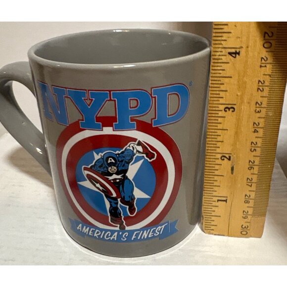 Captain America NYPD Mug Americas Finest Ceramic Cup 12 Oz Gray Red White Blue - Picture 5 of 6